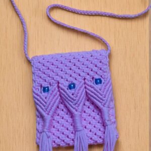 Pink Macrame Pouch Bag