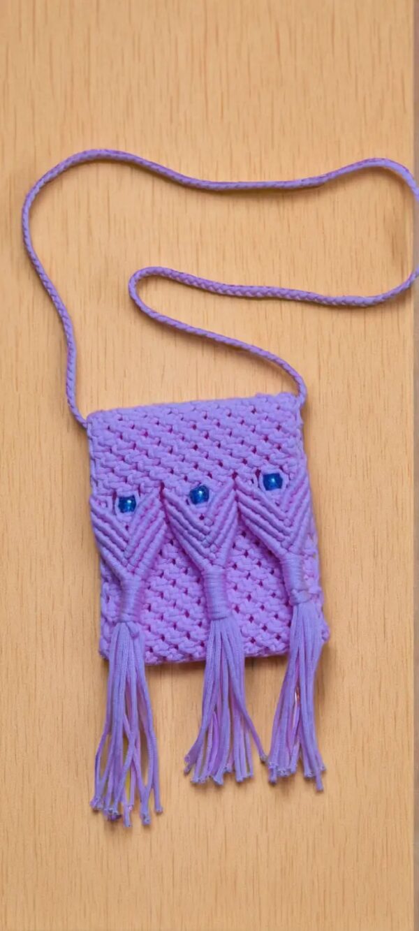 Pink Macrame Pouch Bag