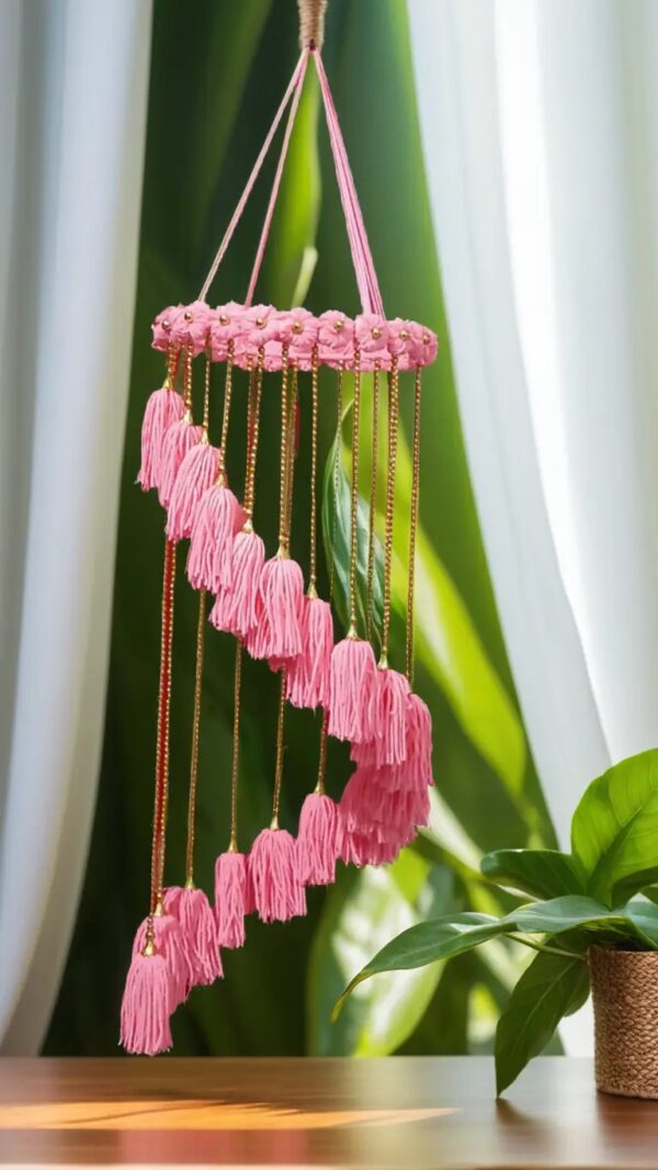 Pink Spiral Tassel Jhummar