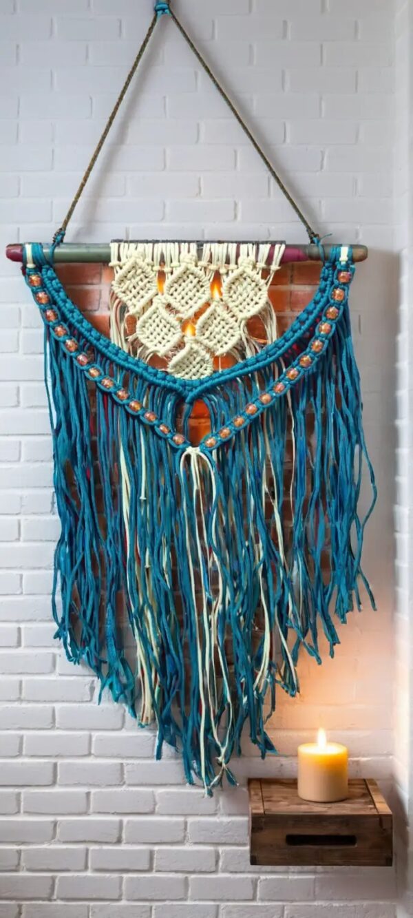 Teal and Cream Boho Dreamcatcher