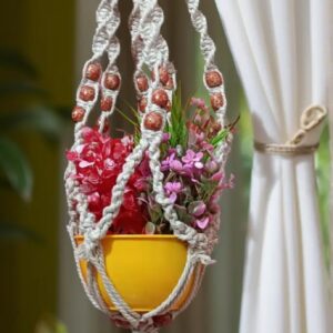 Handcrafted Plant Hanger - Beaded Elegance