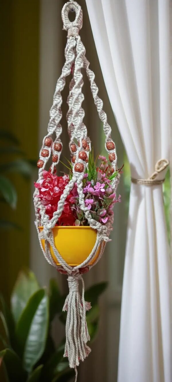 Handcrafted Plant Hanger - Beaded Elegance