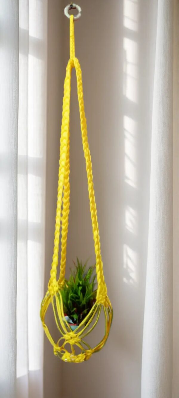 Sunshine Yellow Macramé Plant Hanger - Minimalist Charm